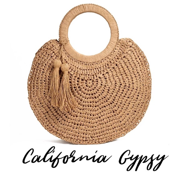 CALIFORNIA GYPSY Handbags - Bohemian raffia hippie tassel bag
